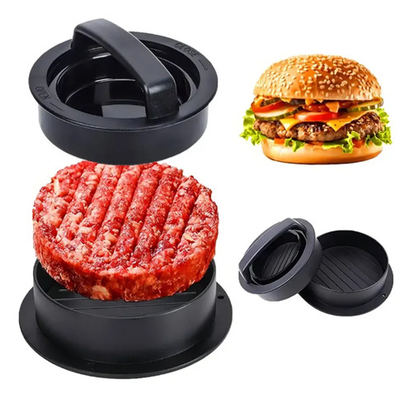 Prensa Para Hamburguesa Prensador Molde Carne Antiadherente 3