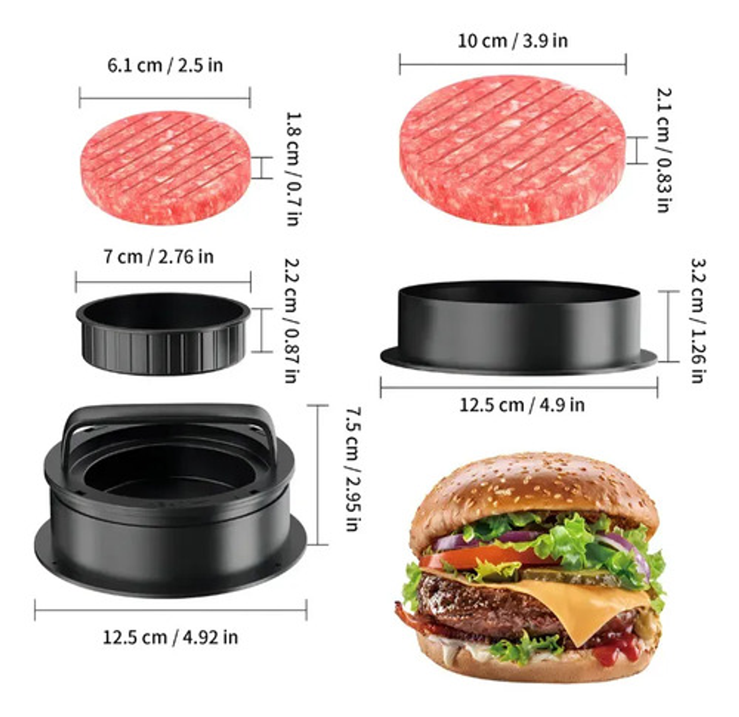 Prensa Para Hamburguesa Prensador Molde Carne Antiadherente 4