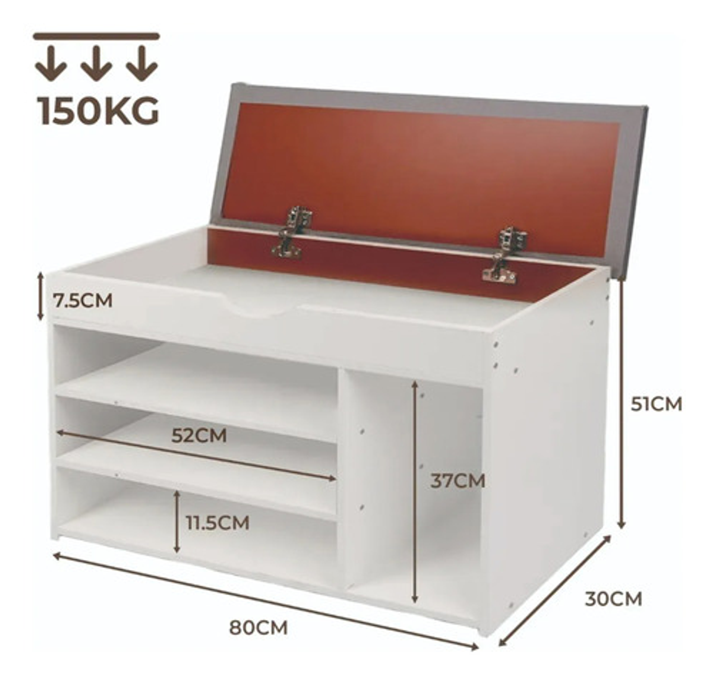 Zapatero Organizador Banca Probador 51x80x30cm Blanco 3