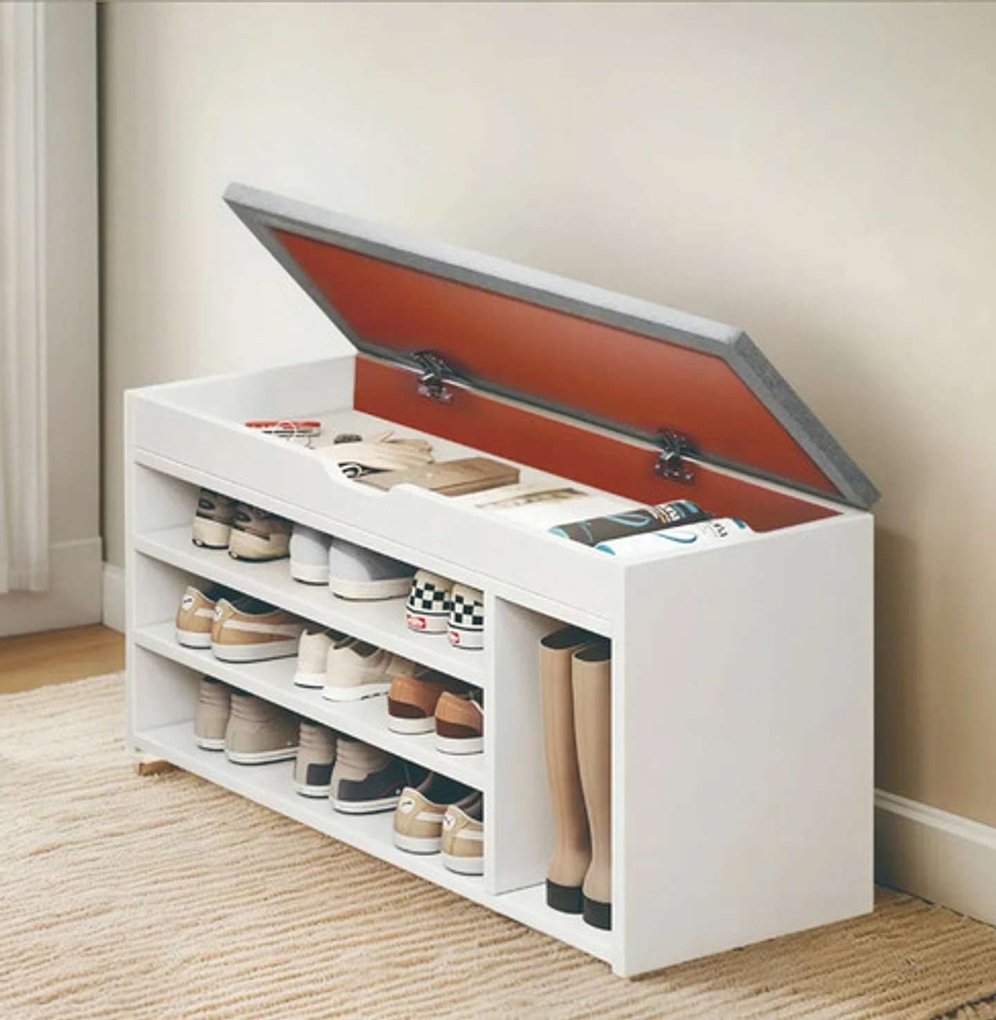 Zapatero Organizador Banca Probador 51x80x30cm Blanco 1