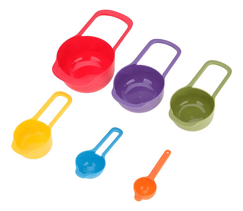Set 6 Cucharas Medidoras Preparación Reposteria Medidas Multicolor