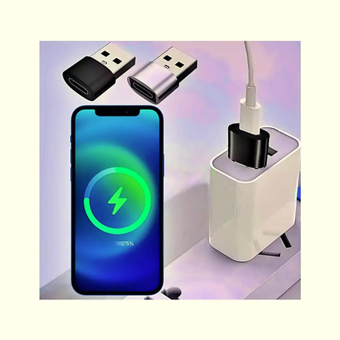 Adaptador Usb Tipo C Hembra A Usb Macho Otg Carga Rápida Y Datos Negro 4