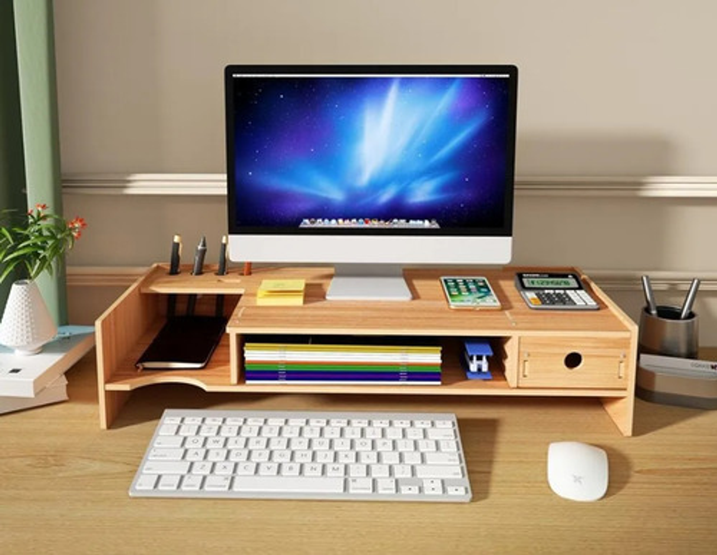 Elevador/organizador De Monitor Armable De Madera Escritorio Vhex Marrón 2