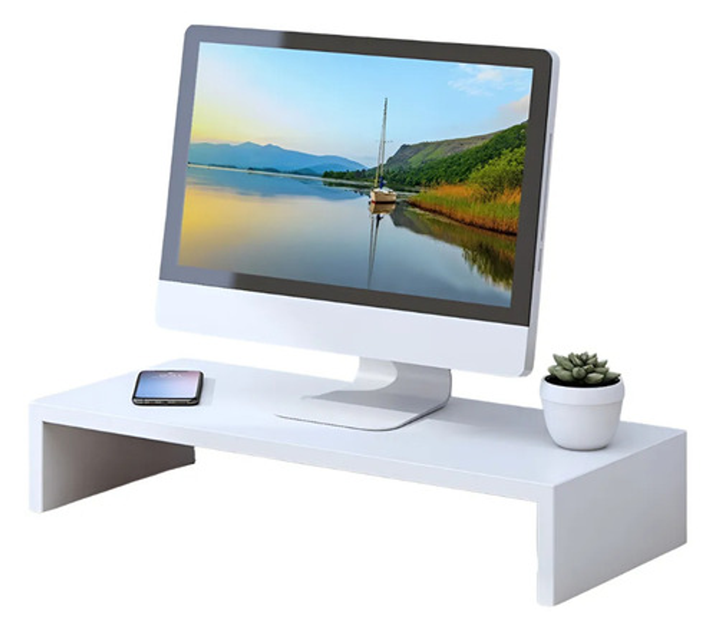 Elevador De Monitor Armable Madera Escritorio Oficina Organizador De Escritorio Armable Vhex Blanco 1