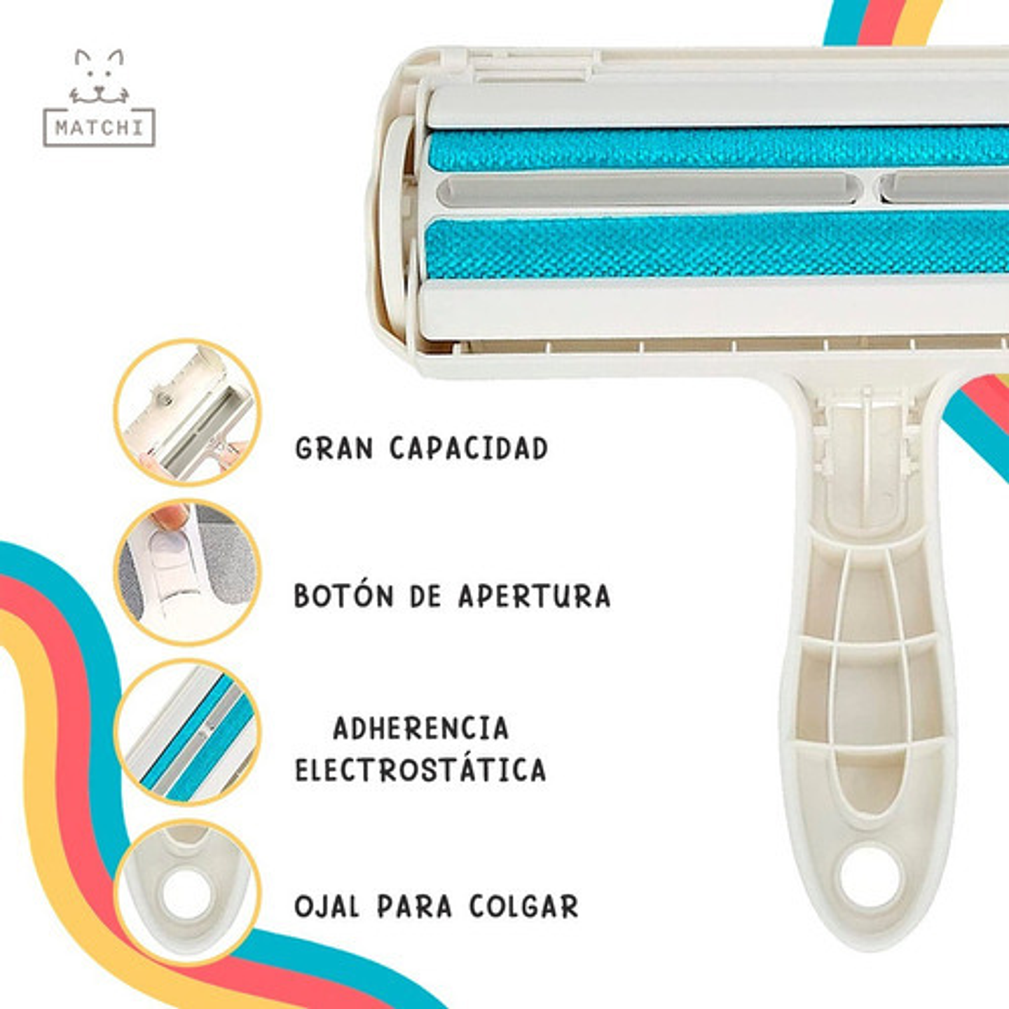 Rodillo Quita Pelo De México Azul Para Mascotas Sin Adhesivo Blanco/azul 3