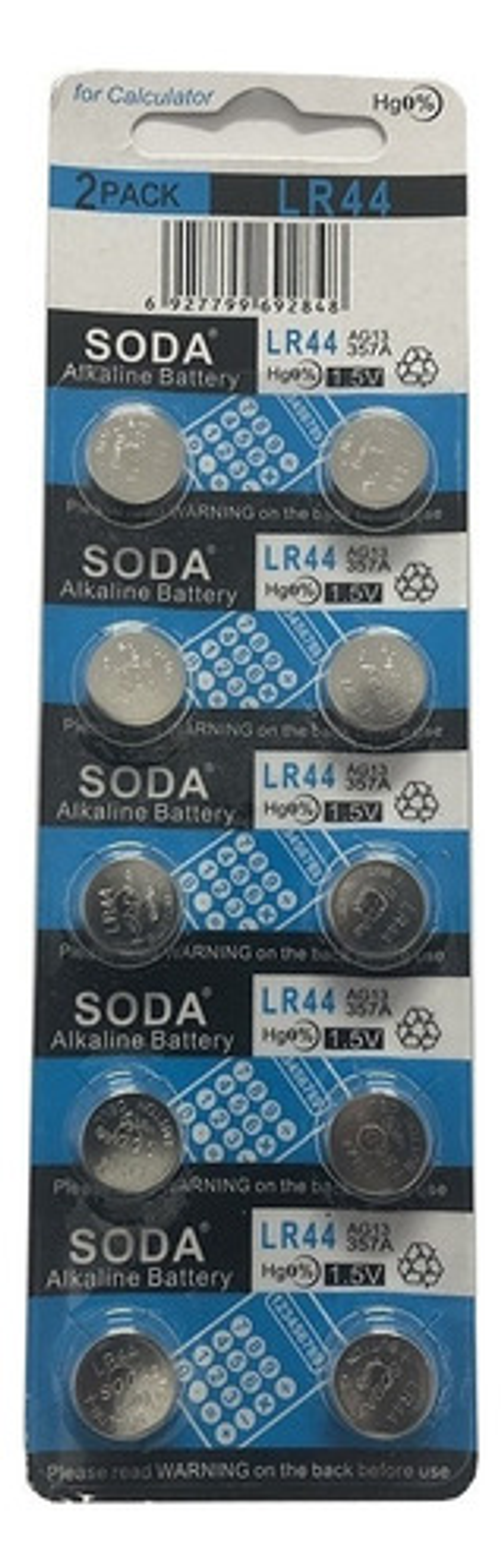 Pila Botón Soda Lr44 Alcalina 1.5v Pack 10 Unidades 175mah 1