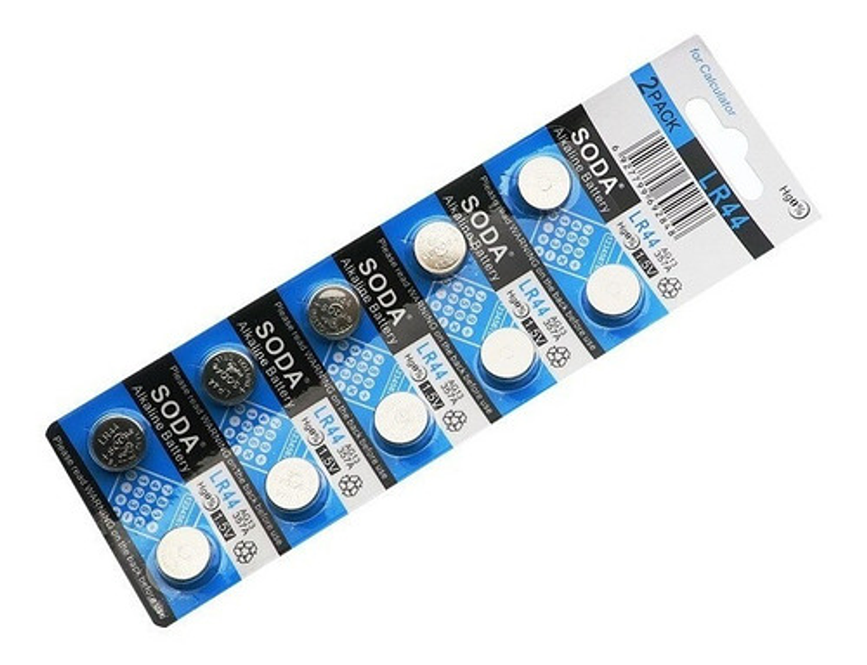 Pila Botón Soda Lr44 Alcalina 1.5v Pack 10 Unidades 175mah 4