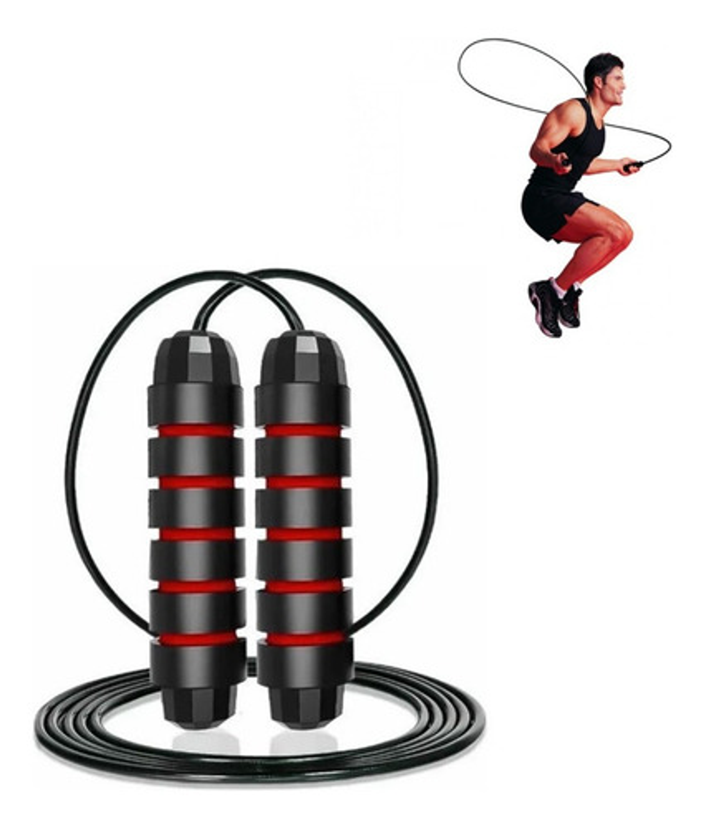 Cuerda De Saltar Crossfit Alta Velocidad Ejercicio Fitness Negro Y Rojo 1