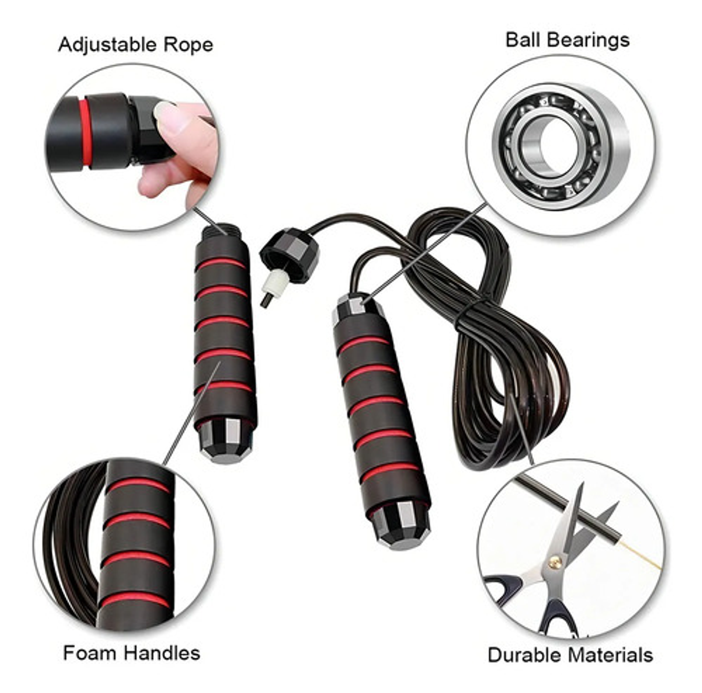 Cuerda De Saltar Crossfit Alta Velocidad Ejercicio Fitness Negro Y Rojo 7