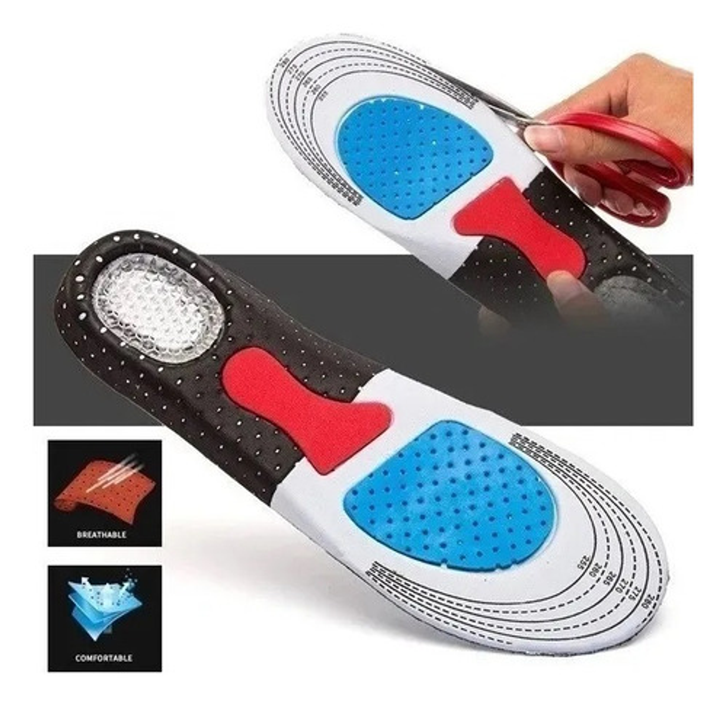 Plantillas Silicona Gel Ajustables Plantillas Ortopedicas Plantillas Deportivas Anti Golpes Alivio Espolon Fascitis Plantar Marin Shop 2 Pares 40 - 46 Negro 3