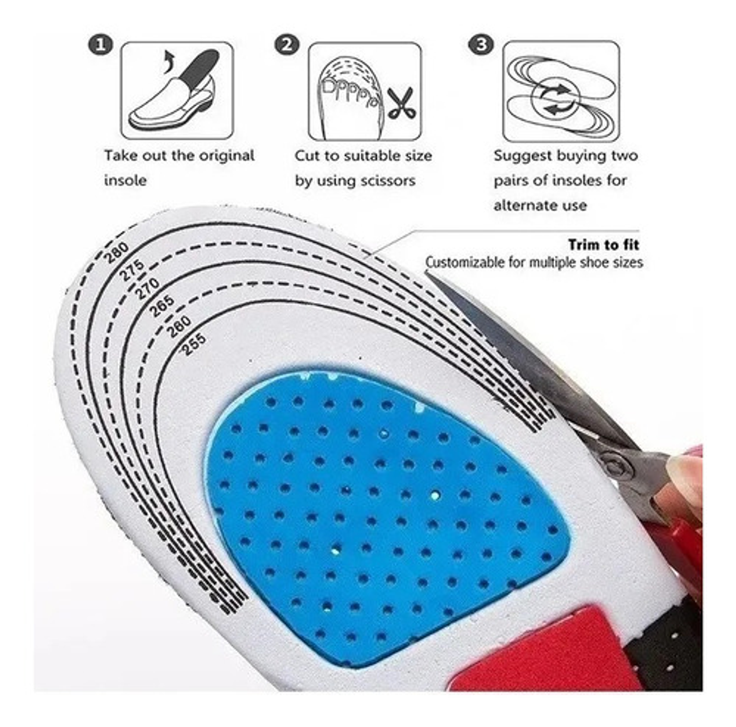 Plantillas Silicona Gel Ajustables Plantillas Ortopedicas Plantillas Deportivas Anti Golpes Alivio Espolon Fascitis Plantar Marin Shop 2 Pares 40 - 46 Negro 4