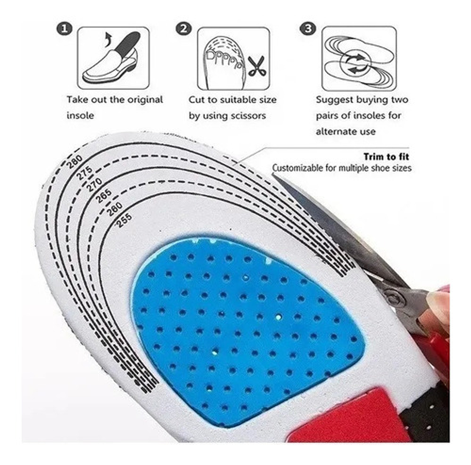 Plantillas Silicona Gel Ajustables Plantillas Ortopedicas Plantillas Deportivas Anti Golpes Alivio Espolon Fascitis Plantar Marin Shop 2 Pares 40 - 46 Negro 4