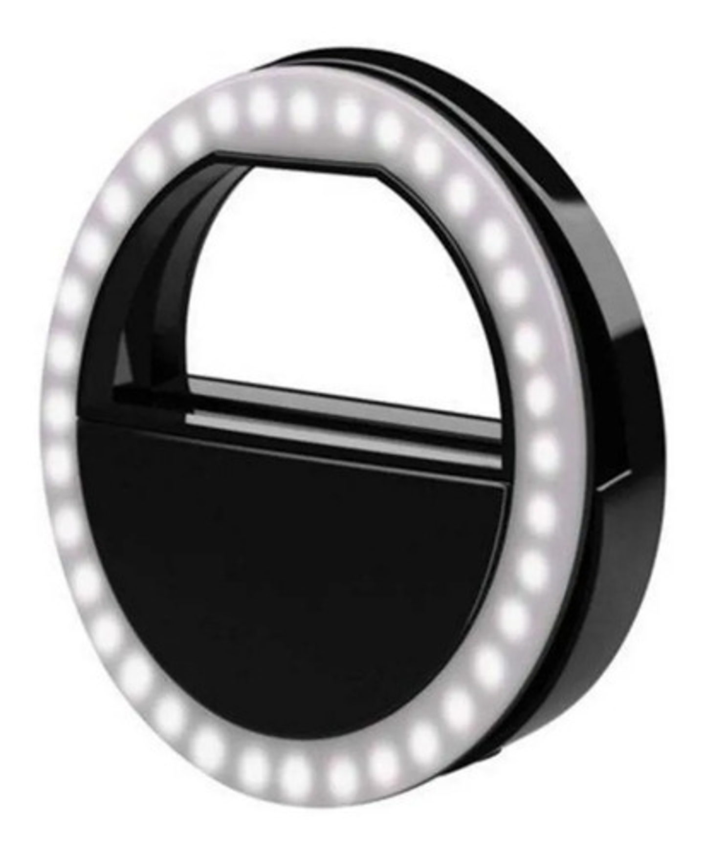 Aro De Luz Recargable Portátil Clip Celular Color Negro 3