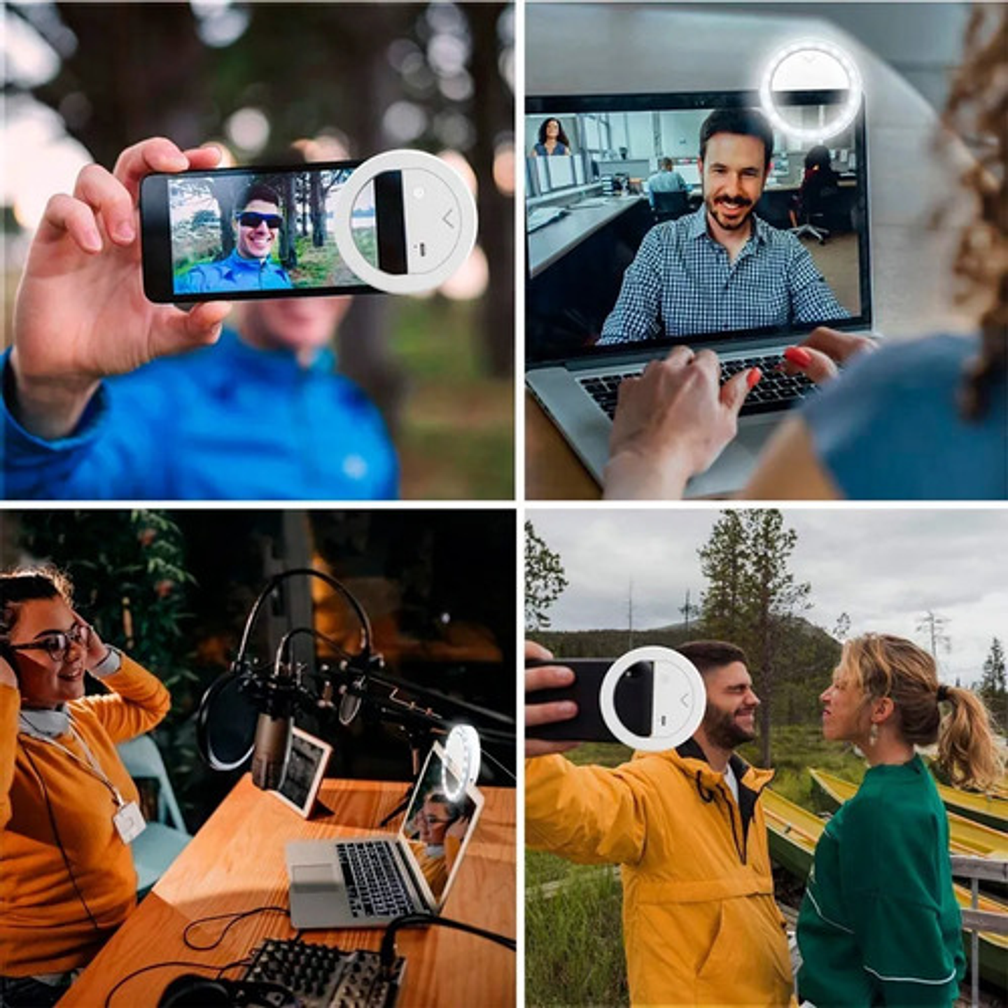 Aro De Luz Recargable Portátil Clip Celular Color Negro 5