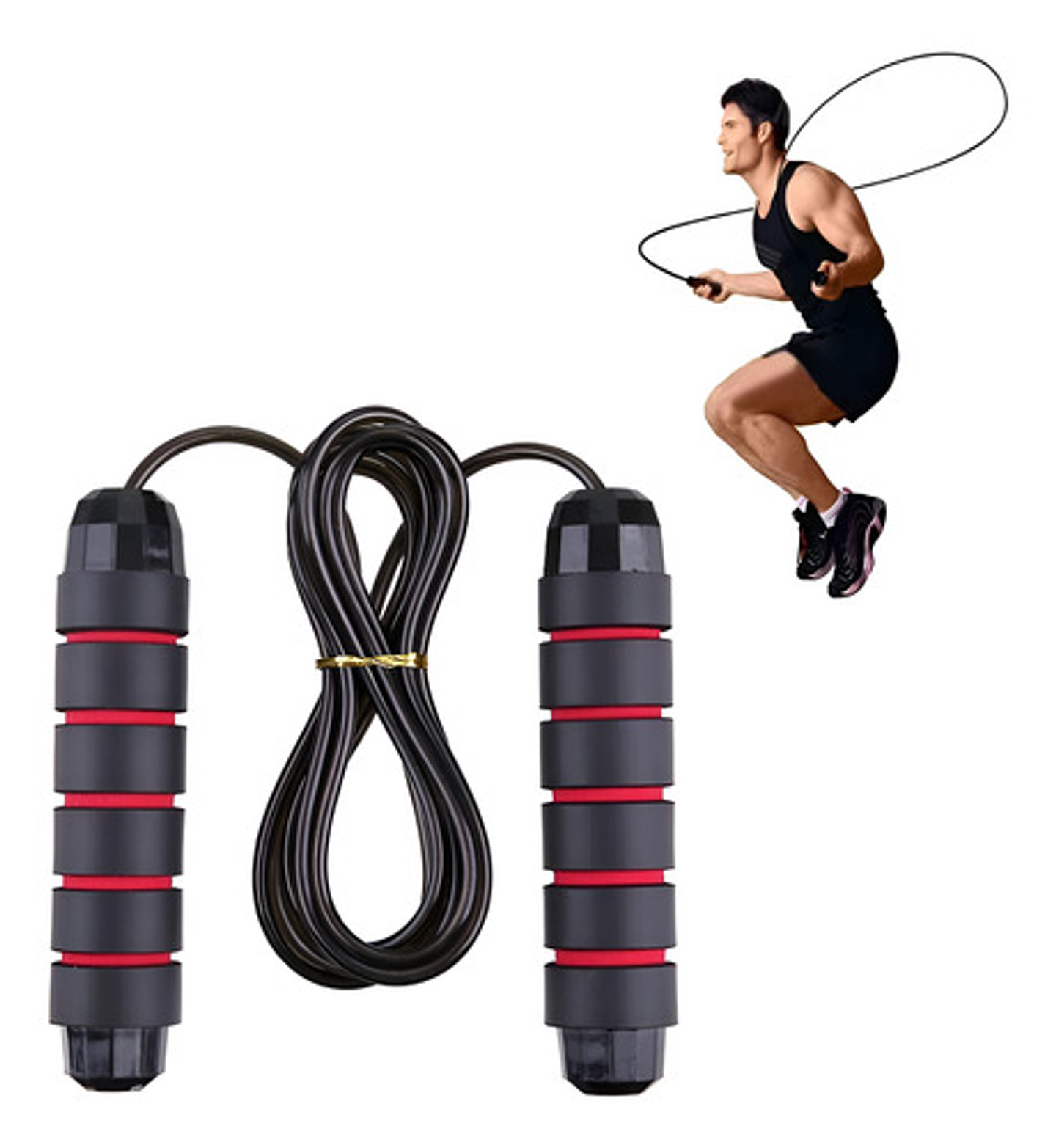 Cuerda Para Saltar Ajustable Ofertabkn Deporte Crossfit 3m Negro Rojo 1