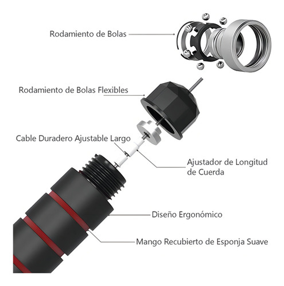 Soga Para Saltar Ajustable Oem Velocidad Con Rodamientos Ajustable Color Rojo 8
