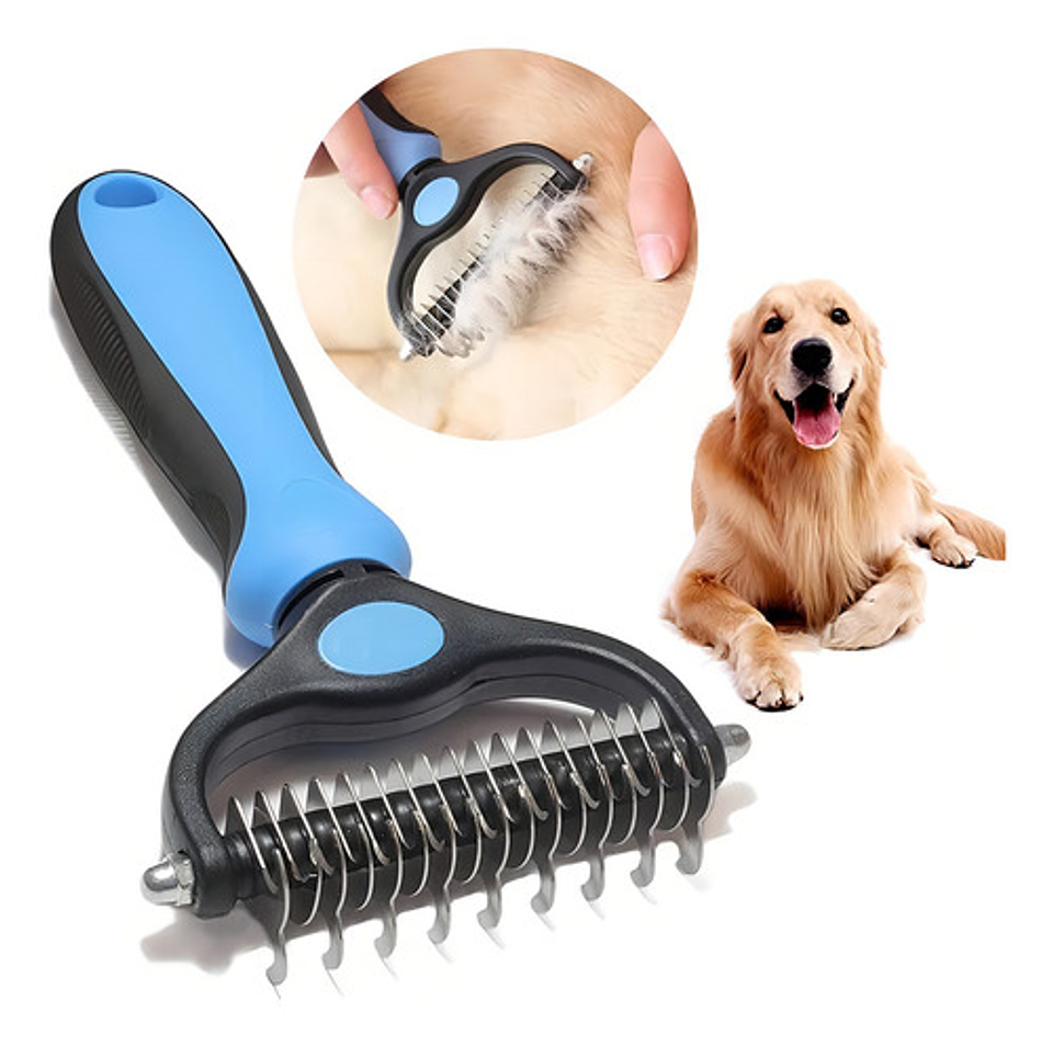 Cepillo Expulsador De Nudos Grande Xxl Para Mascotas Perros Color Azul 10