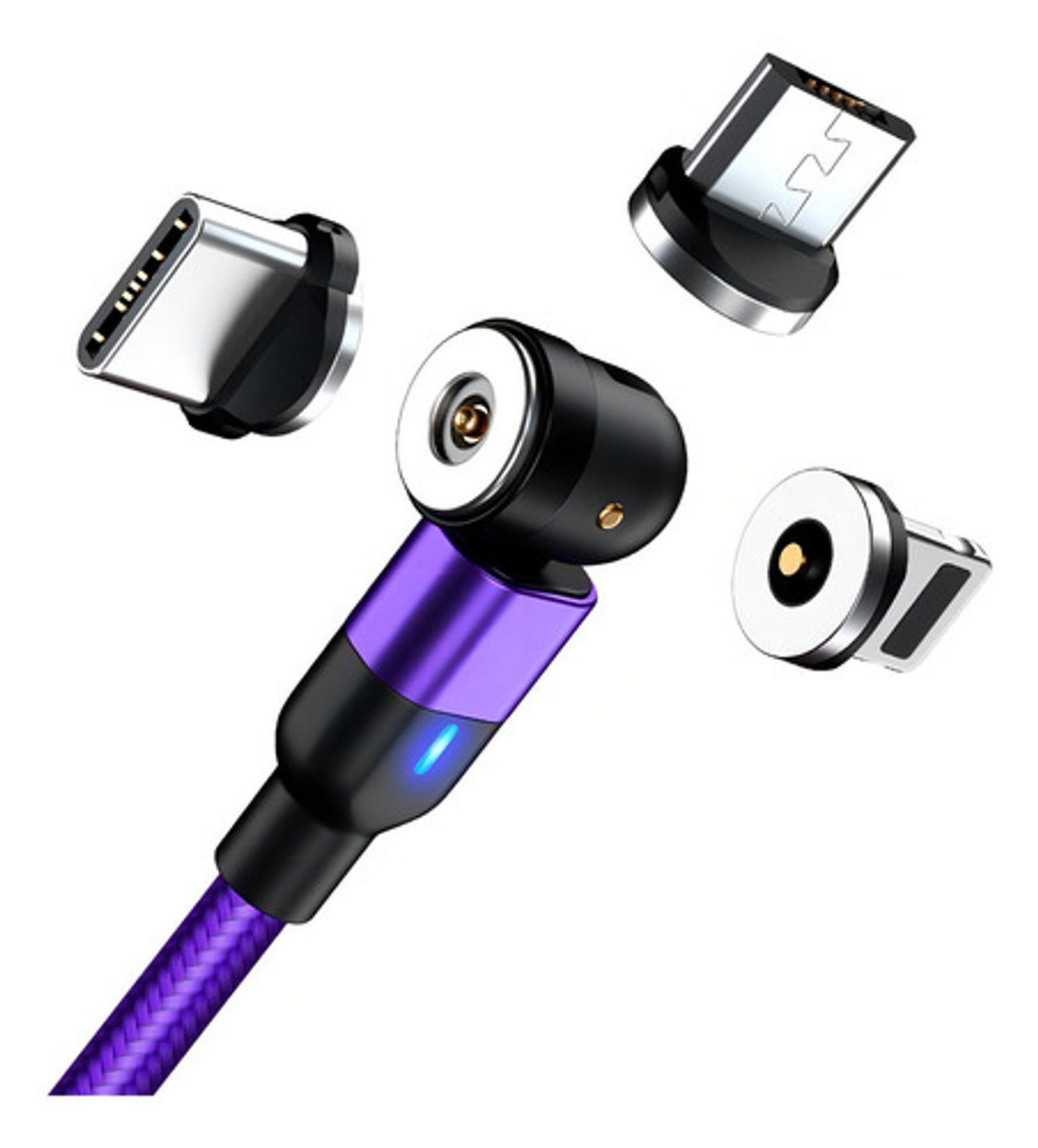 Cable Magnético Carga Rápida + Transmisión De Datos 3 En 1 Violeta 1