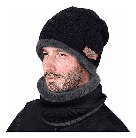 Set Calentador Gorro Mas Bufanda De Cuello Invierno Unisex