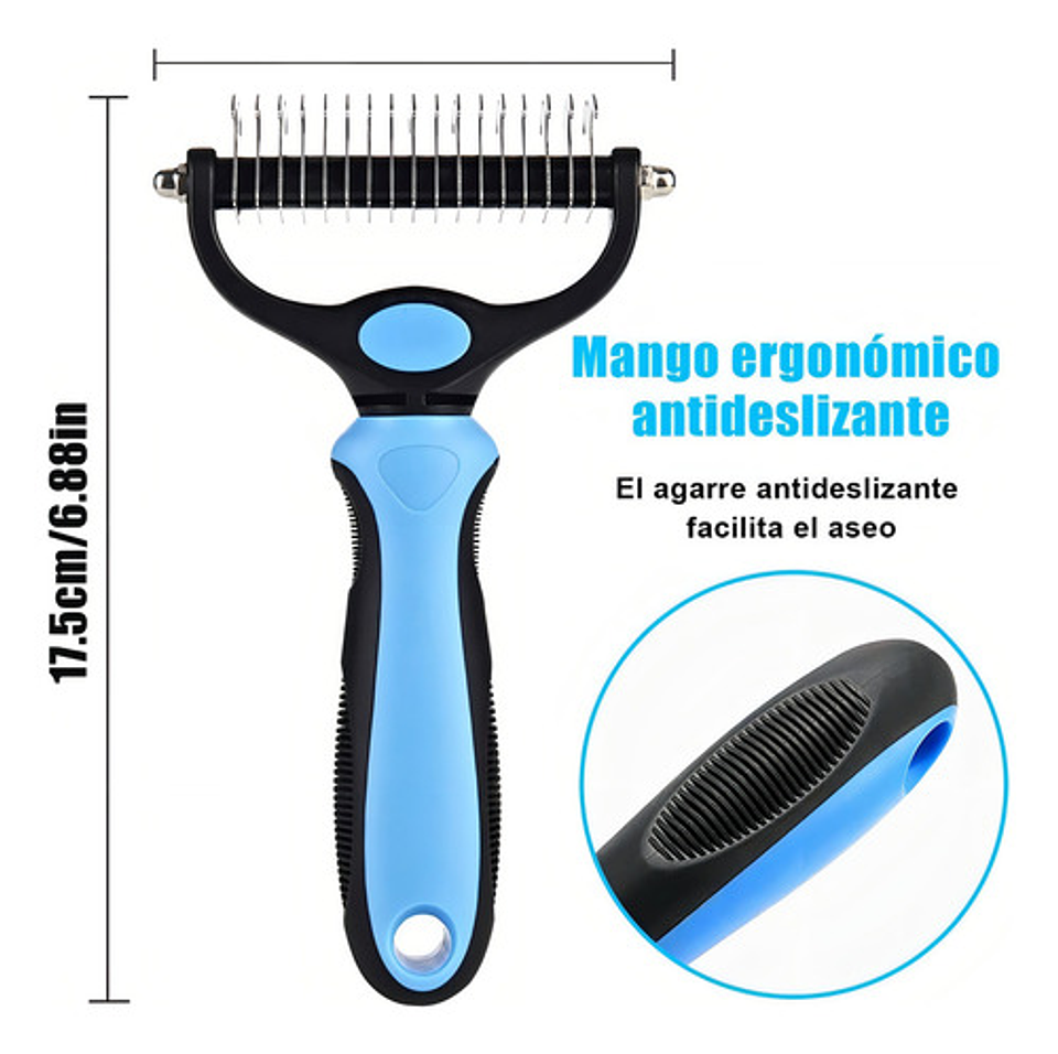 Cepillo Deslanador Pelo Cepillo Grande Para Mascotas. Color Azul 2