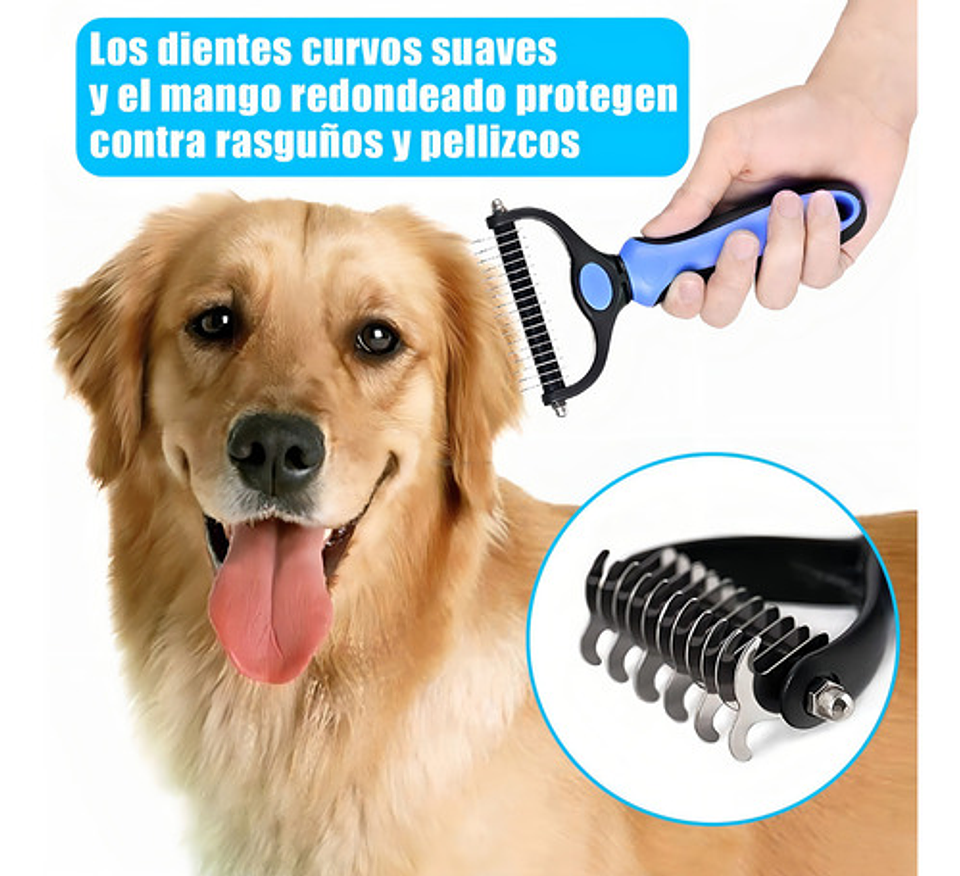 Cepillo Deslanador Pelo Cepillo Grande Para Mascotas. Color Azul 3