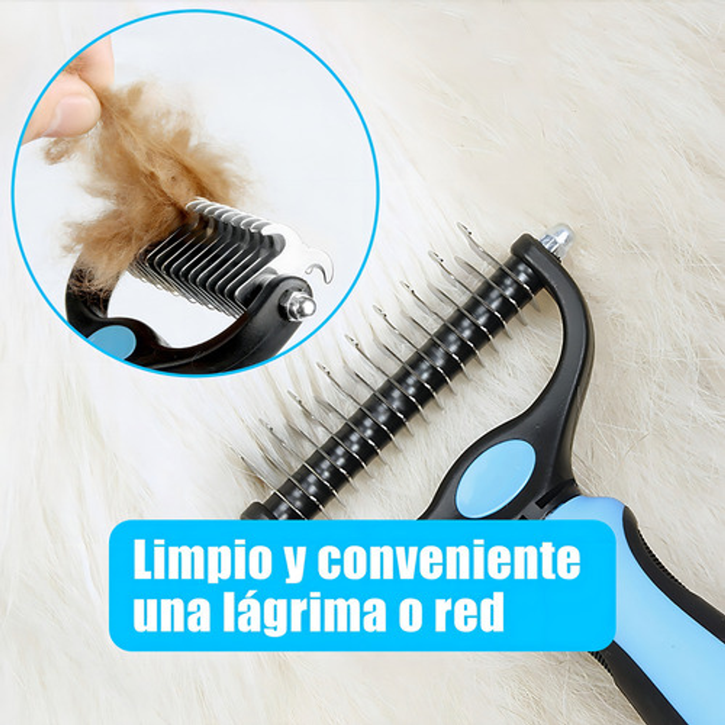 Cepillo Deslanador Pelo Cepillo Grande Para Mascotas. Color Azul 4