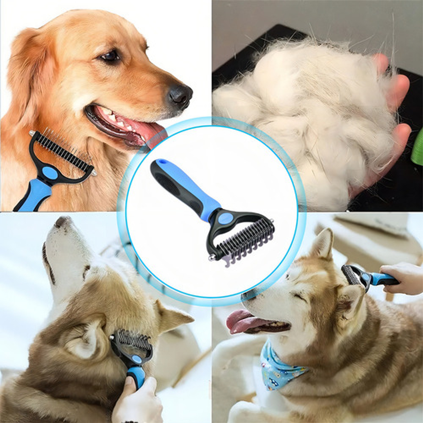 Cepillo Deslanador Pelo Cepillo Grande Para Mascotas. Color Azul 8