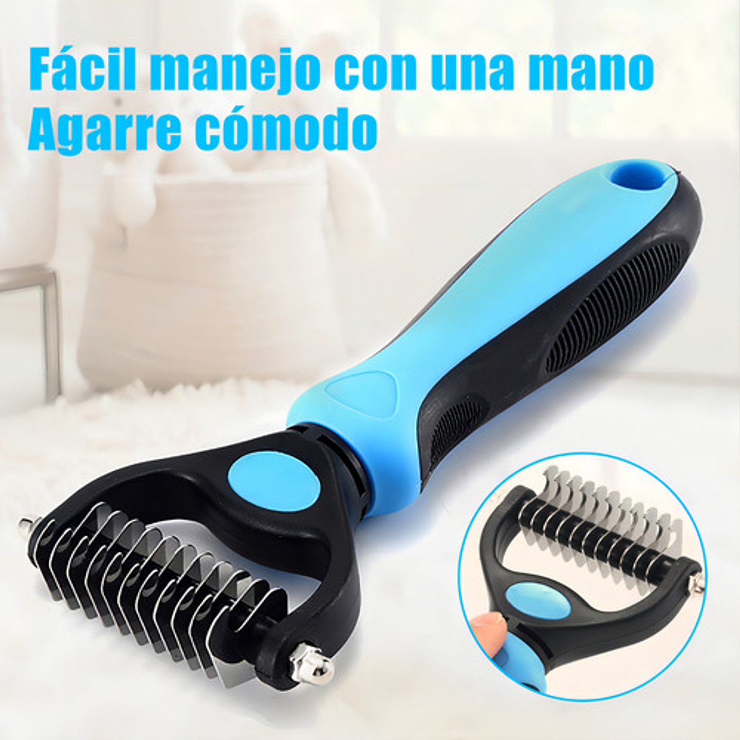 Cepillo Deslanador Pelo Cepillo Grande Para Mascotas. Color Azul 9