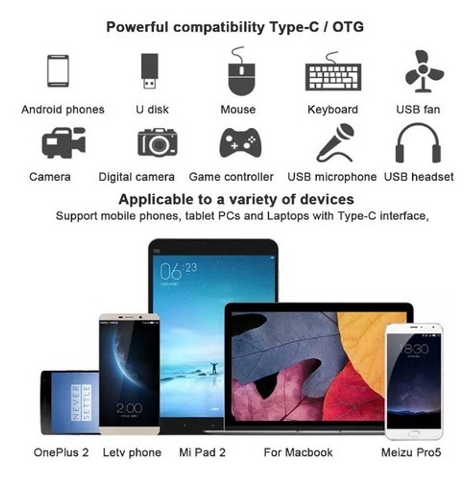 Adaptador Usb-c Macho A Usb3 Hembra Convertidor Usb Color Ne 6