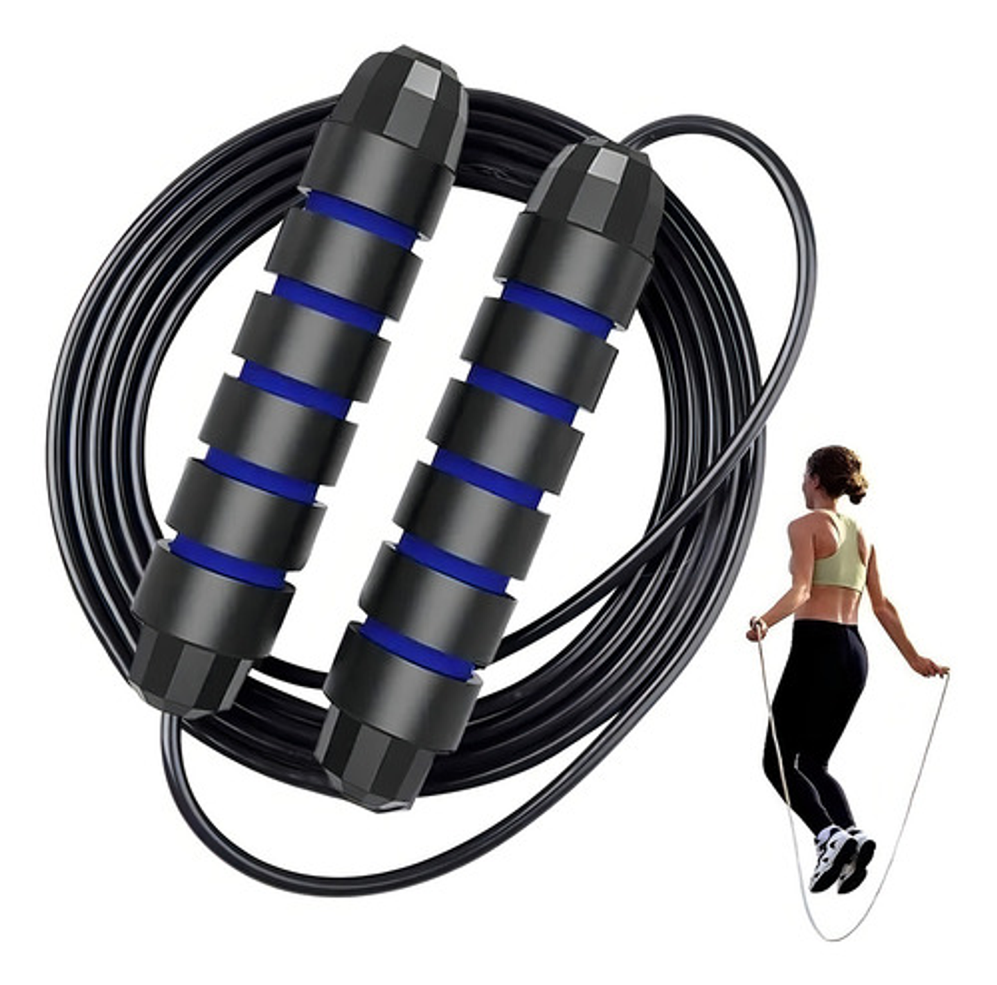 Cuerda Para Saltar Ajustable Lhua Velocidad Crossfit 300cm Antideslizante Azul 1