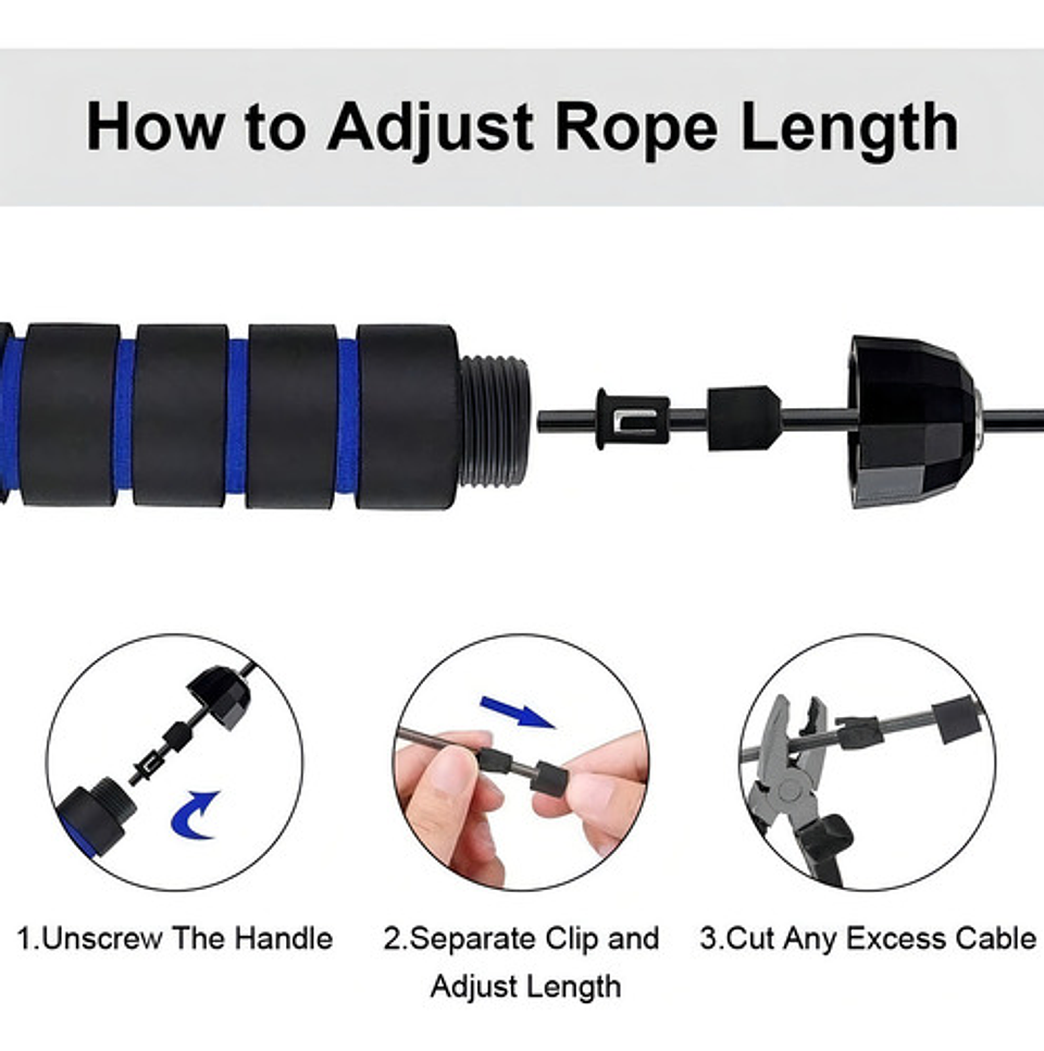 Cuerda Para Saltar Ajustable Lhua Velocidad Crossfit 300cm Antideslizante Azul 3