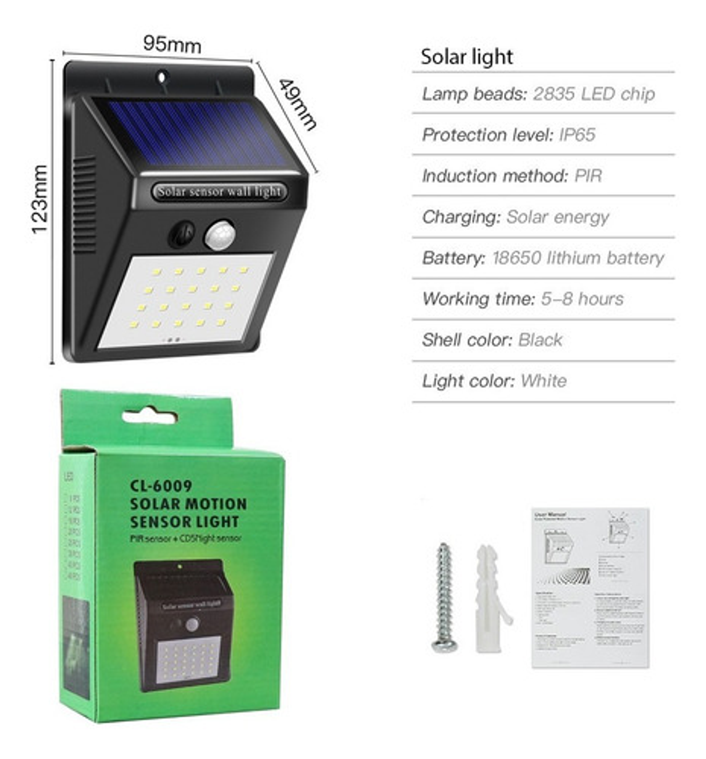 Foco Solar Led Con Sensor De Movimiento Para Exterior  2