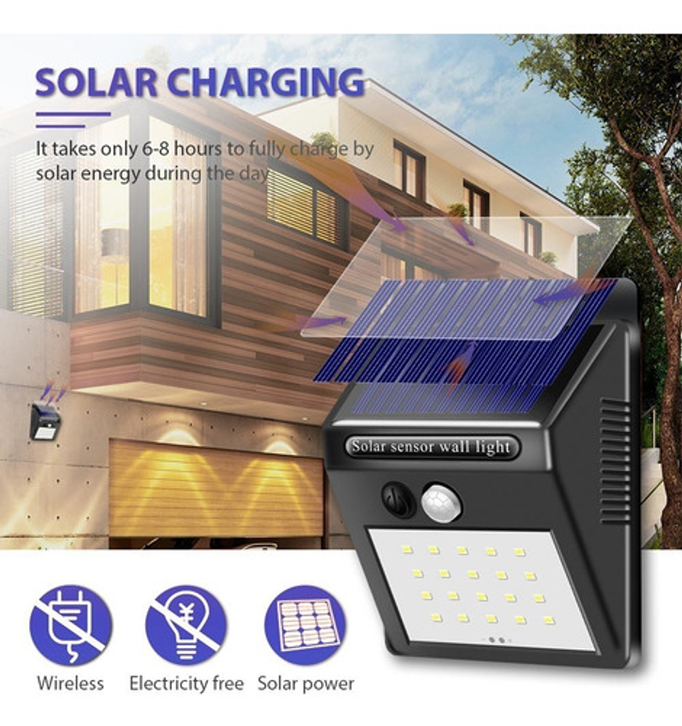 Foco Solar Led Con Sensor De Movimiento Para Exterior  4