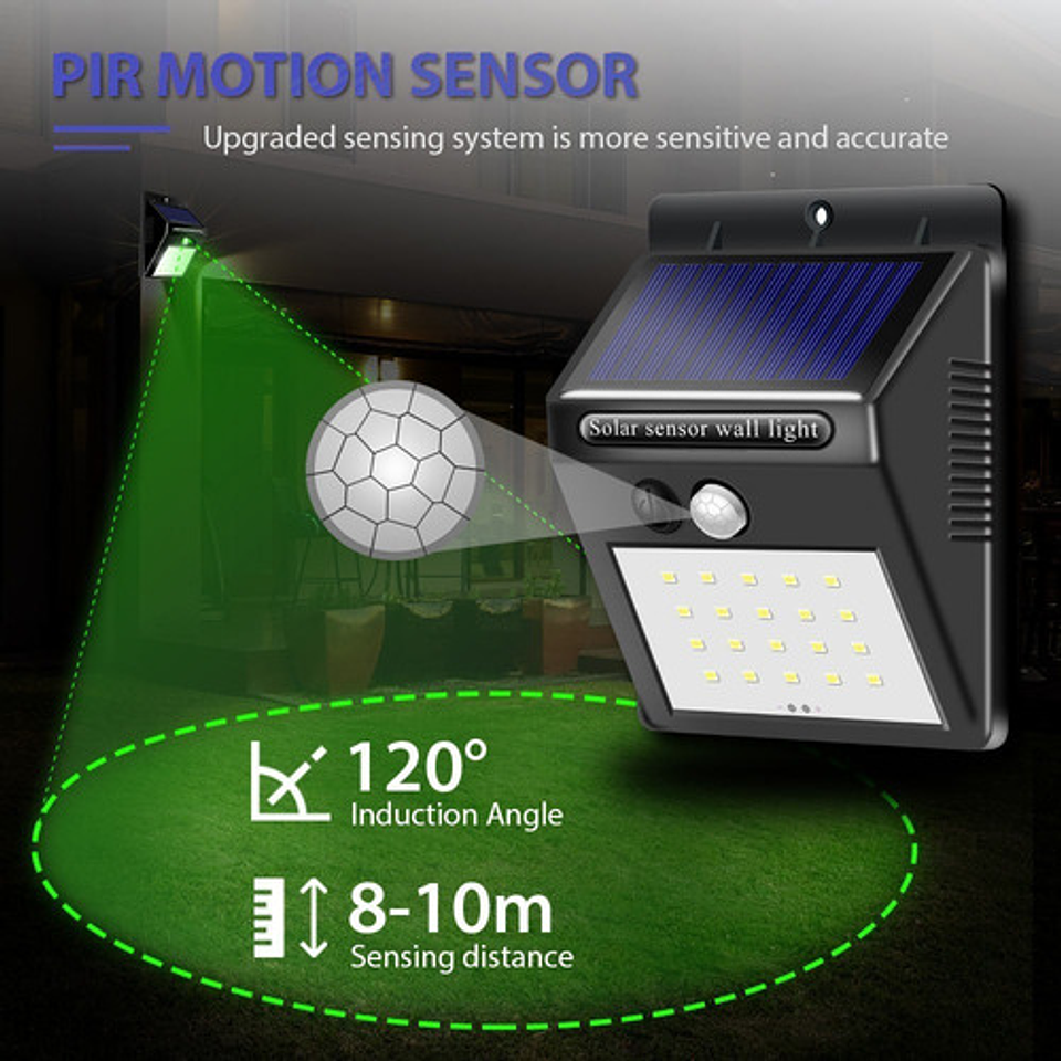 Foco Solar Led Con Sensor De Movimiento Para Exterior  5