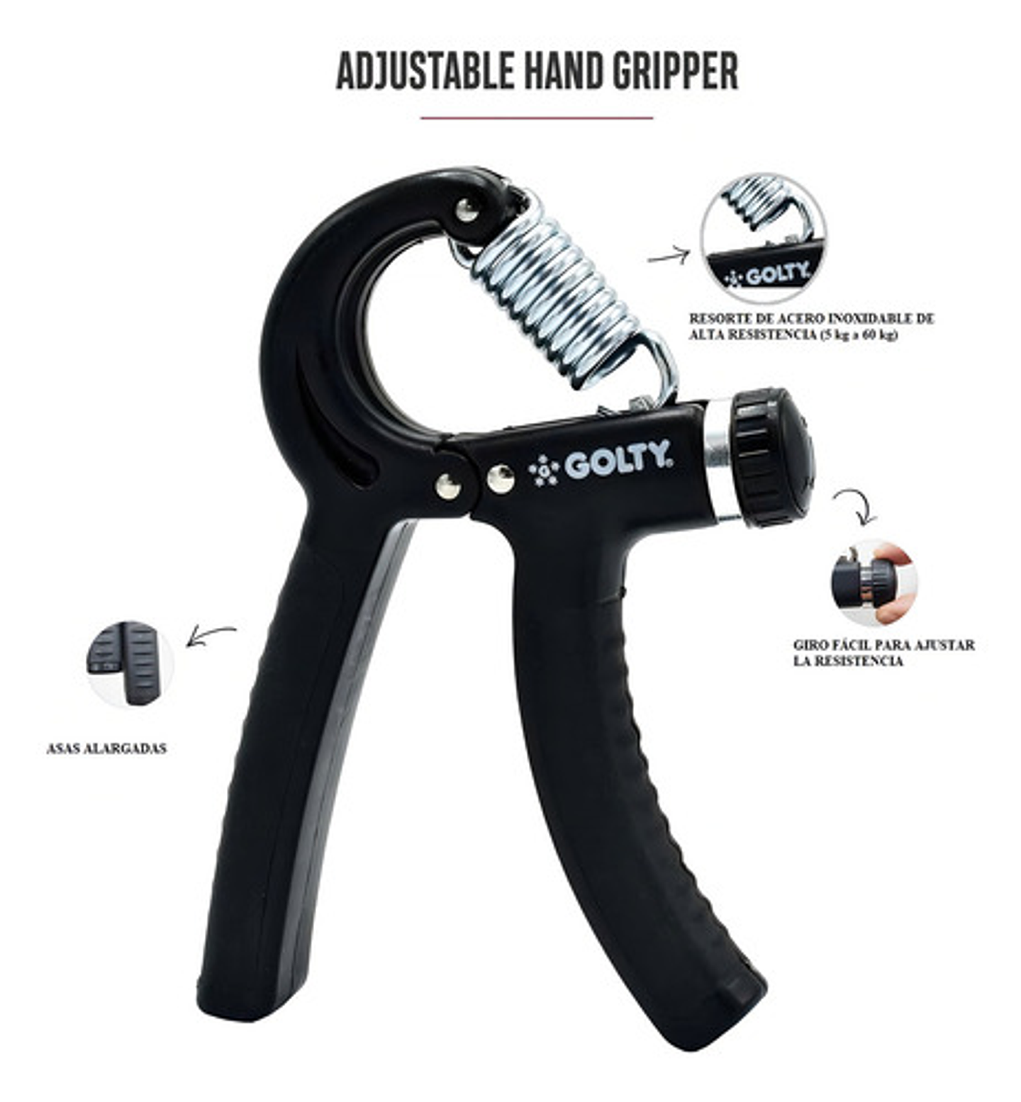 Hand Grip Ejercitadores De Mano Muñeca Antebrazo Graduable Color Negro 2