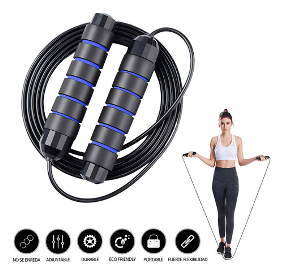 Soga Para Saltar Ajustable Oem Velocidad Con Rodamientos Ajustable Color Azul 3