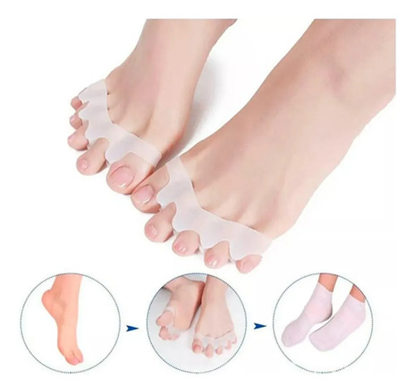Separador Dedos Pies Corrector Juanetes Silicona Par Color T 11
