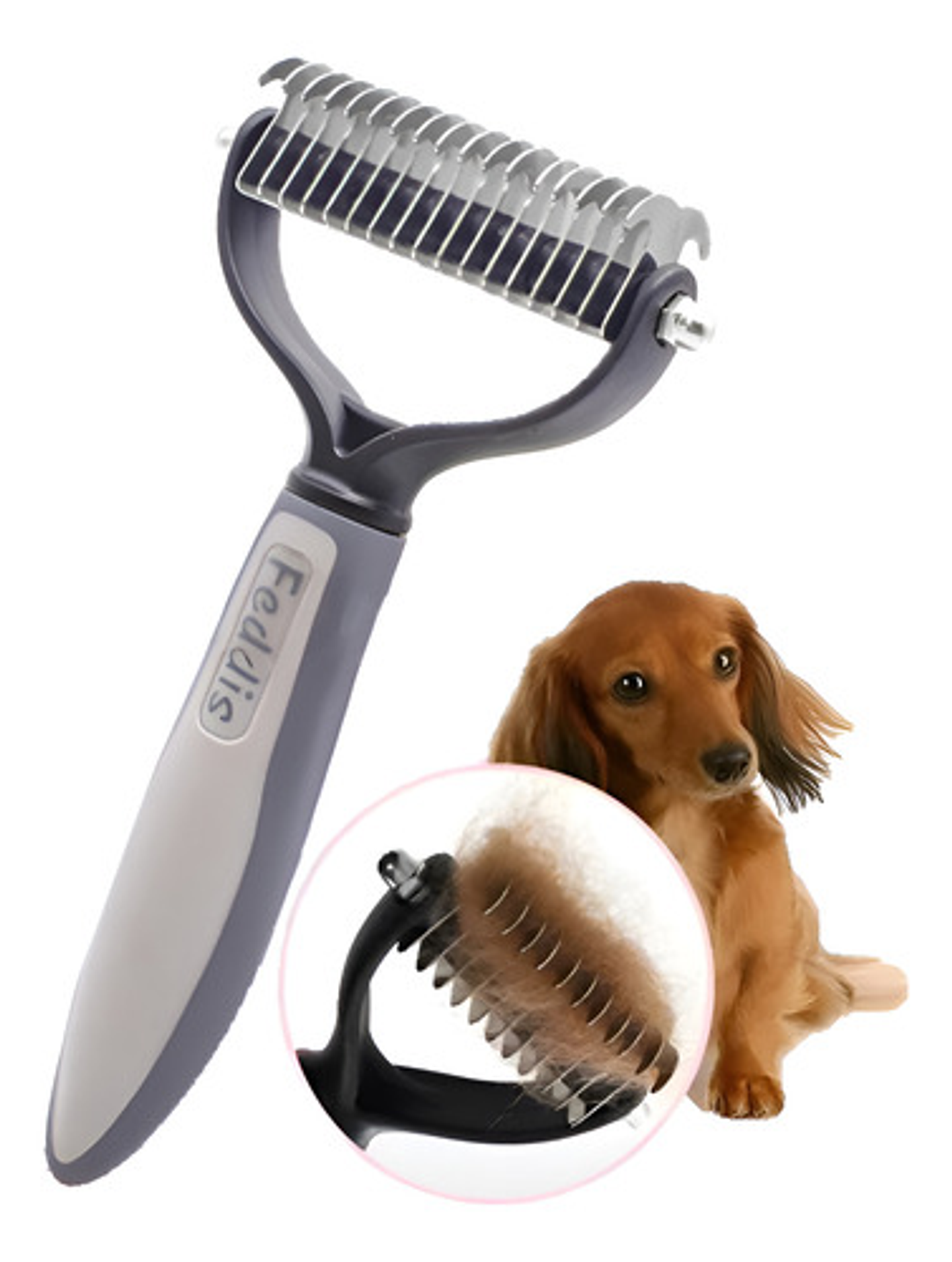 Cepillo Deslanador De Pelo Mascotas Roro Peine Quita Nudos P Color Gris 1