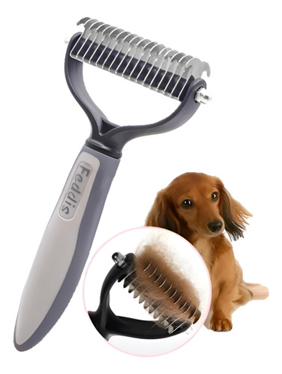 Cepillo Deslanador De Pelo Mascotas Roro Peine Quita Nudos P Color Gris 1