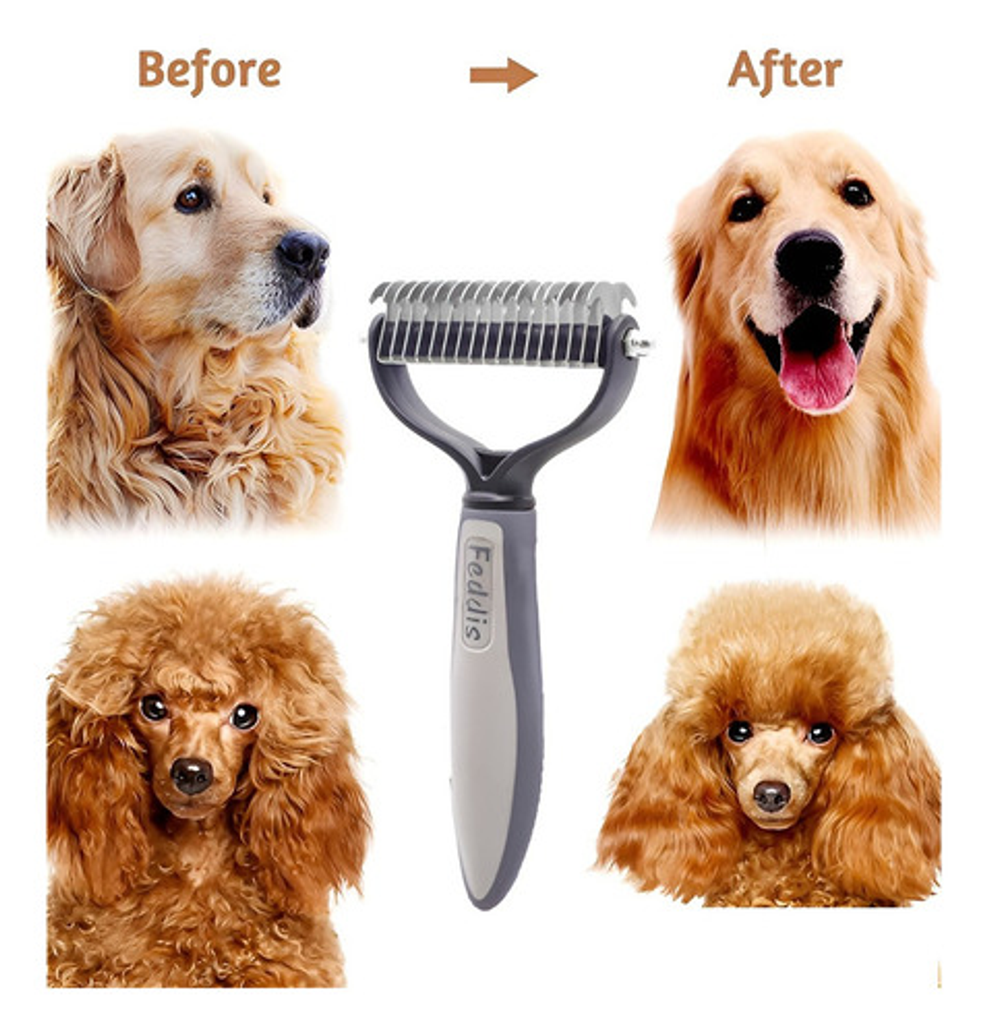 Cepillo Deslanador De Pelo Mascotas Roro Peine Quita Nudos P Color Gris 3