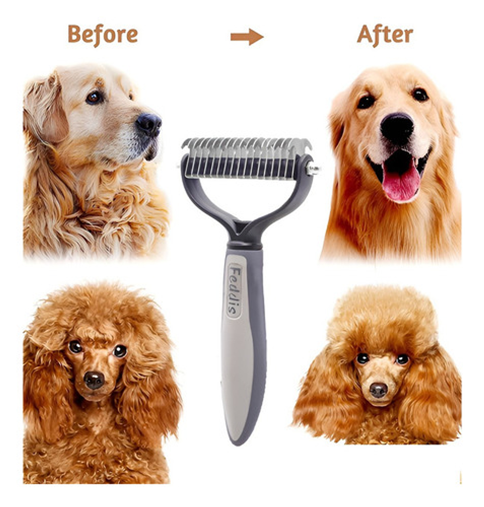 Cepillo Deslanador De Pelo Mascotas Roro Peine Quita Nudos P Color Gris 3