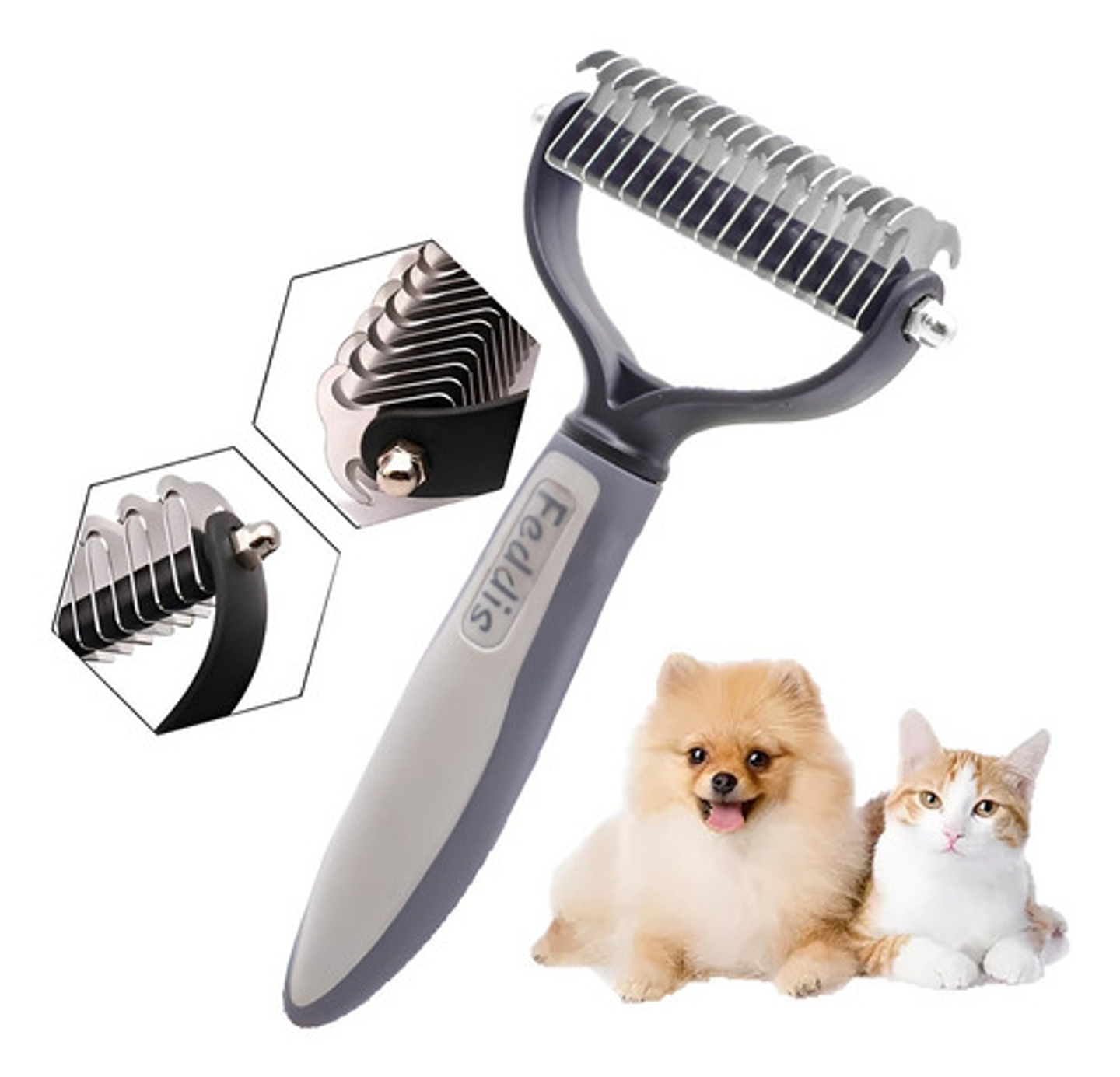 Cepillo Deslanador De Pelo Mascotas Roro Peine Quita Nudos P Color Gris 4