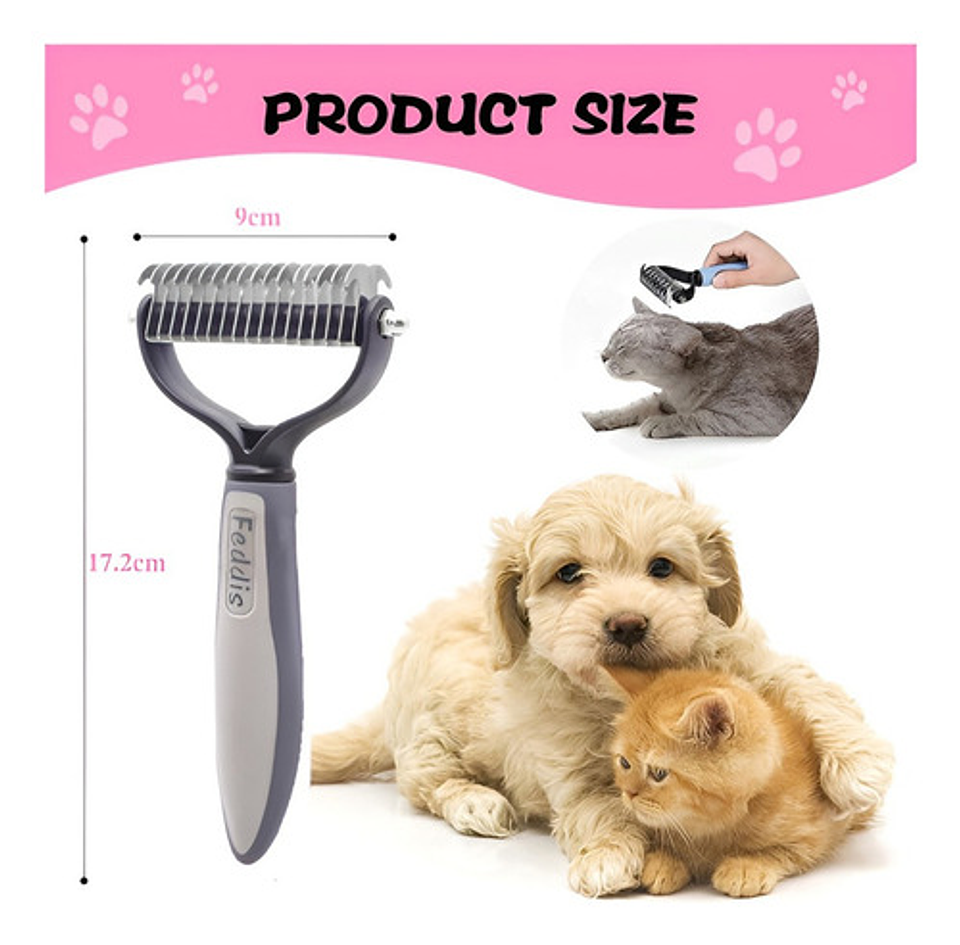 Cepillo Deslanador De Pelo Mascotas Roro Peine Quita Nudos P Color Gris 5