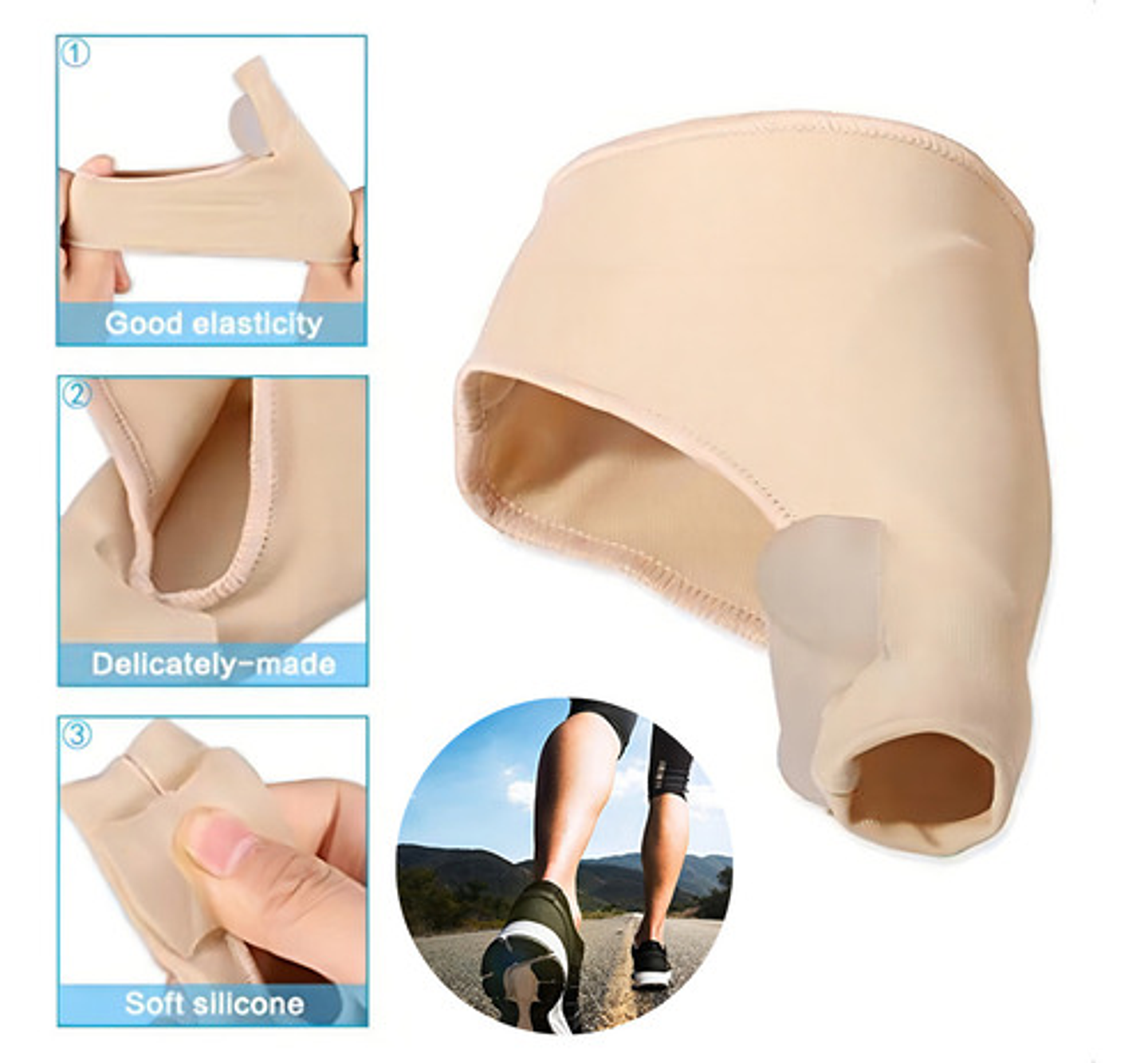 Calcetines Correctores Juanetes Gel Bealty Star Beige Silicona Ajustables 7