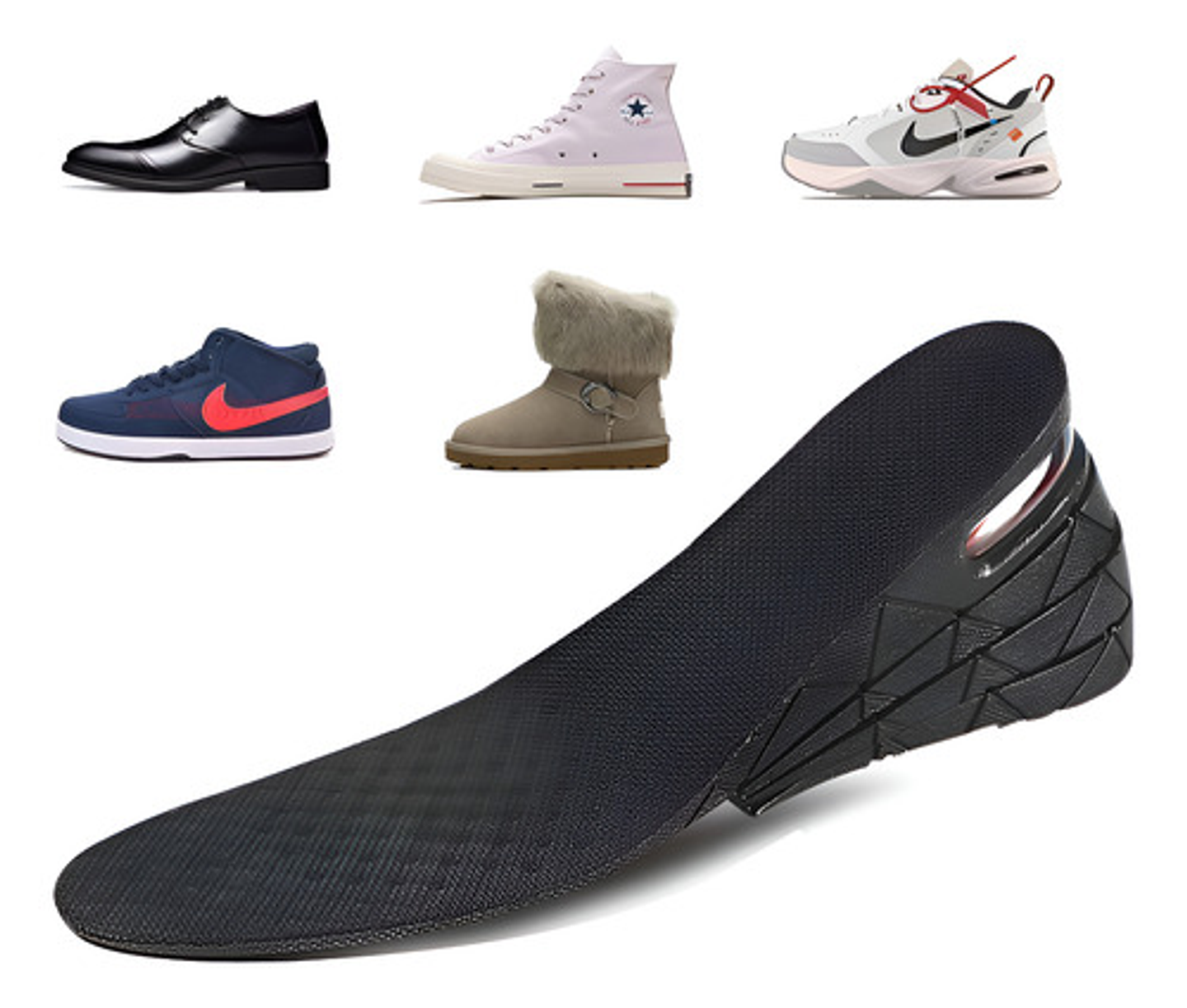 Plantillas De Altura Cojin De Aire Aumenta Estatura Unisex Plantilla Única Color Negro Único 1