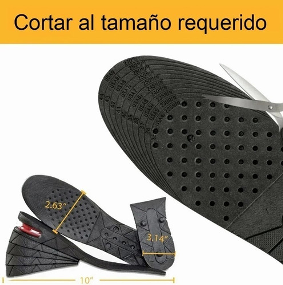 Plantillas De Altura Cojin De Aire Aumenta Estatura Unisex Plantilla Única Color Negro Único 4