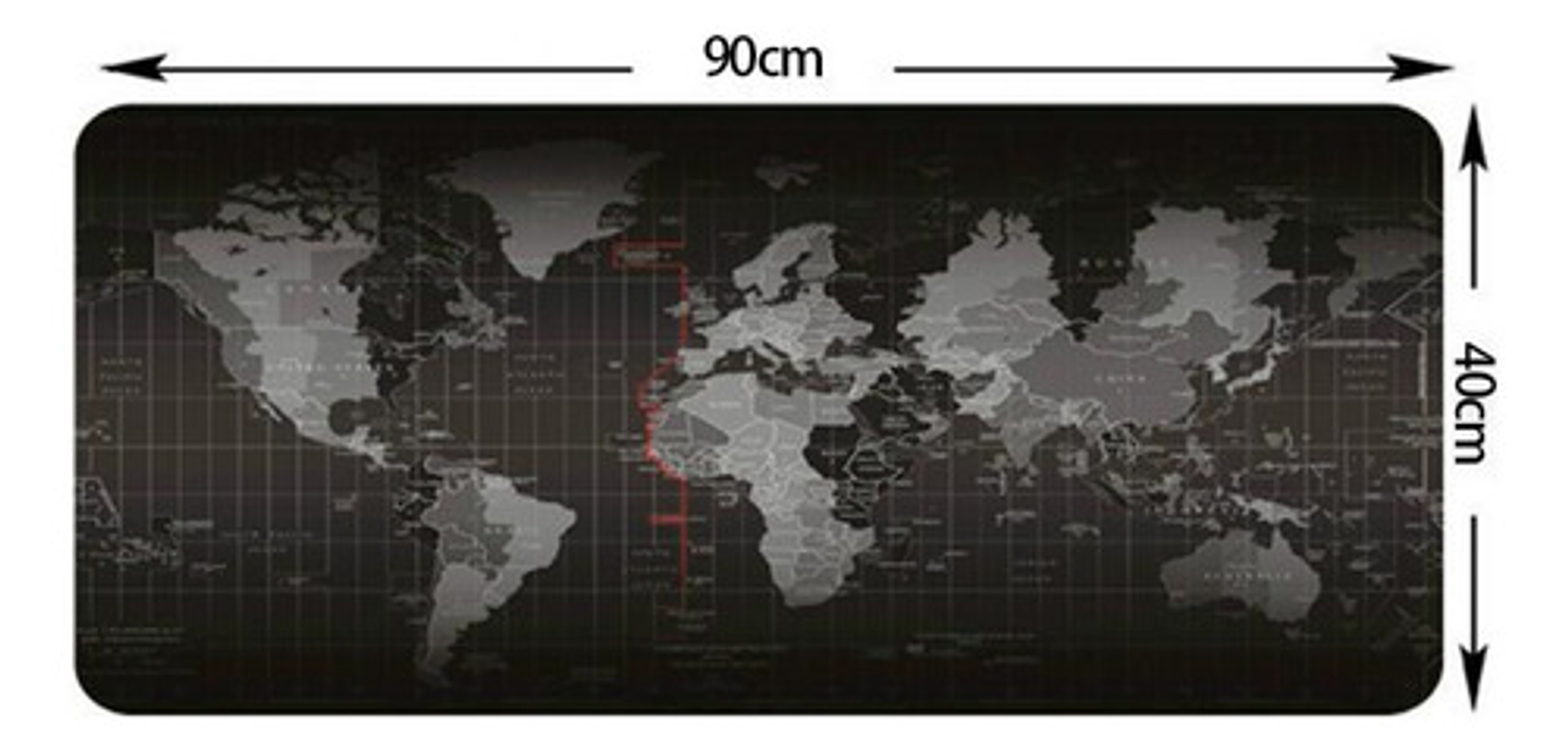 Mouse Pad Gamer Hopemob Mapamundi Grande 90x40cm Tela Goma 1
