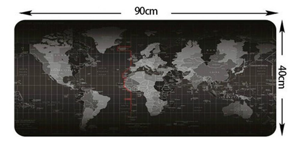 Mouse Pad Gamer Hopemob Mapamundi Grande 90x40cm Tela Goma 1