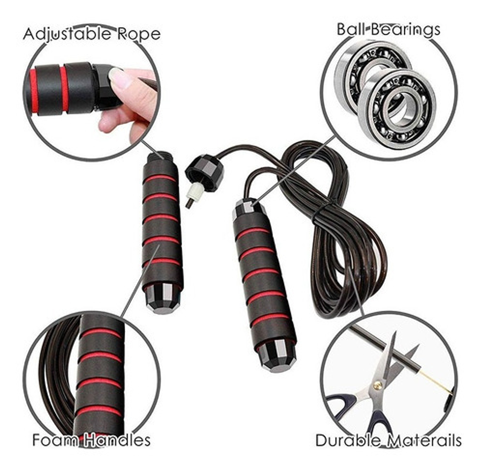 Cuerda Para Saltar Cardio Crossfit Deporte Velocidad Color Rojo 5