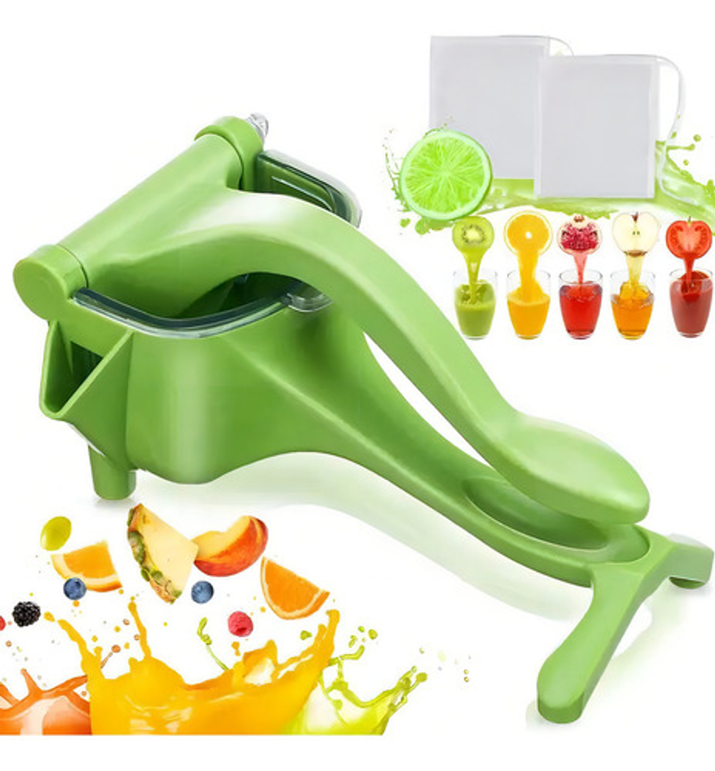 Exprimidor Manual De Frutas Limon Citricos Doble Mango Verde 1